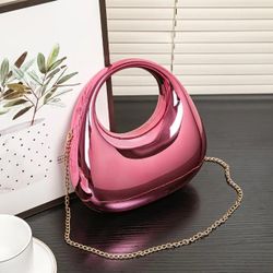 Trendy Moon Design Crossbody Bag in Pink – Elegant Party Purse for Women 