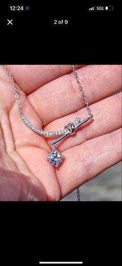 1 Carat Moissanite 18kt White Gold Plated Sterling Silver Necklace