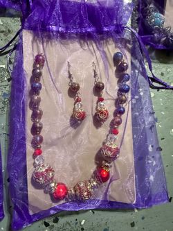 Beaded Necklace and Earring Jewelry Set