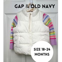 BABY GIRL Gap Sweater & Old Navy Puffer Vest | Size 18-24months