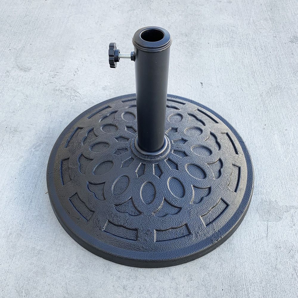 New $30 Patio Umbrella Base 19” Round Stand Outdoor Garden Market, Weight 30lbs