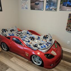 Car Bed- Corvette- 2 In 1- Toddler And Twin Size Bed
