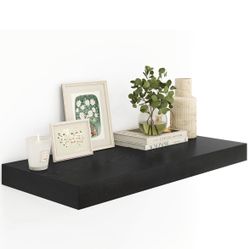 12" Deep Floating Shelves Black,Over Toilet Long Wall Mounted Modern Farmhouse 36 inches,Wall Shelves with Invisible Brackets for Bedroom, Bathroom, L