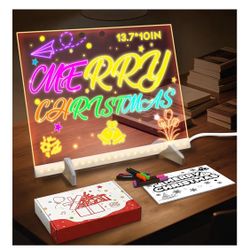 Doodle Glow Board -13.7'' X 10" LED Drawing Board for Room/Store/Festival/Christmas Gifts,etc. with 4 Modes & 7 Colors, LED Glow Drawing Board with Ad