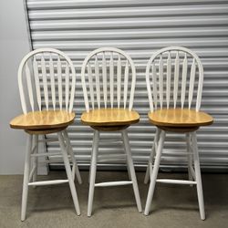 3 Wooden Barstools 