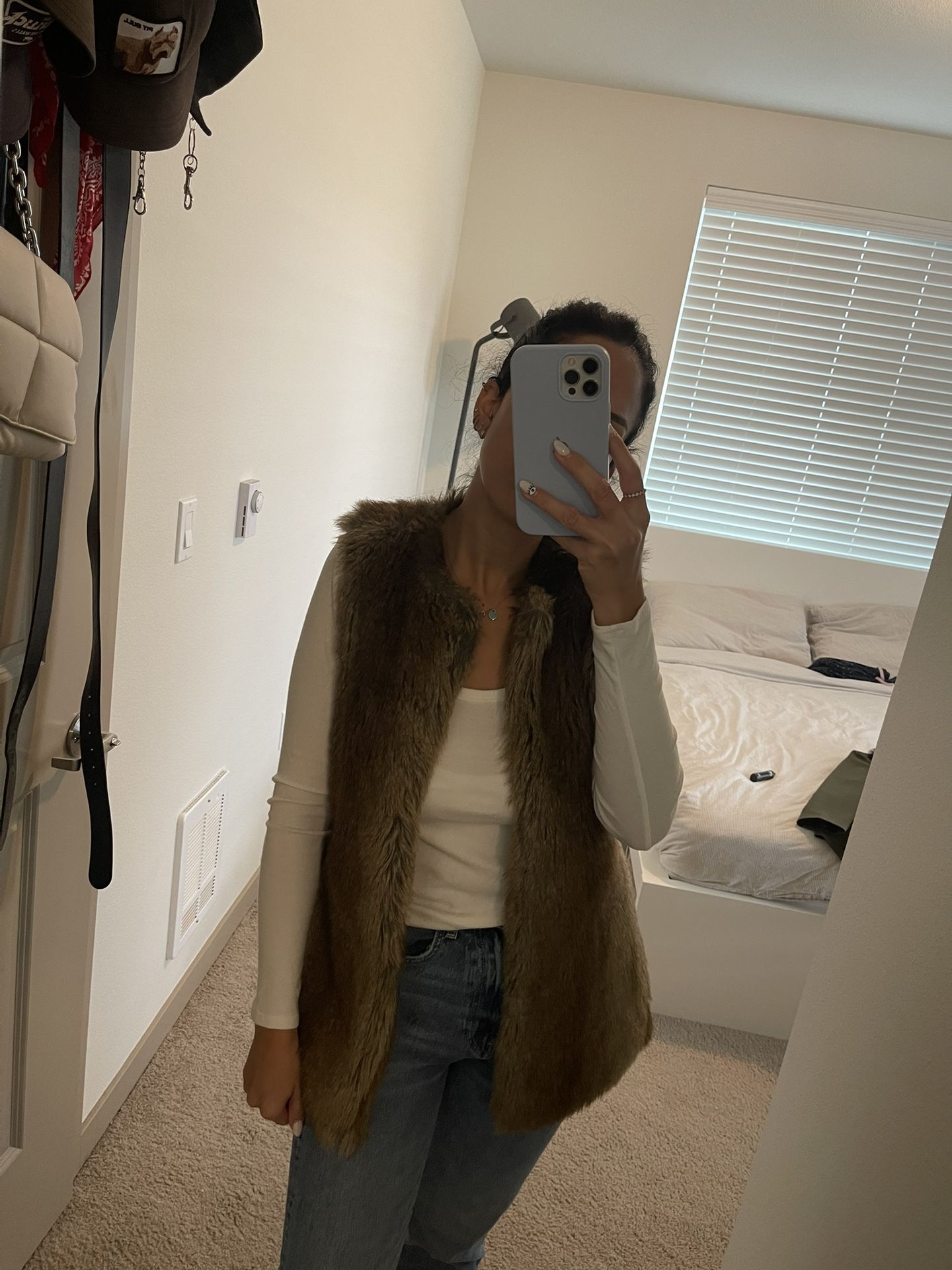 Zara Brown Faux Fur Vest Size S