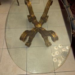 Mid-Century Traditional Boho Chic Glass & Walnut X-Base Coffee Table
