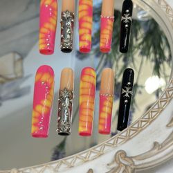 10PCS Long Square Press On Nails/Reusable Nails/Bling Nails