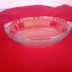 Vintage Pyrex #229 Clear Glass Dish 9.5" Scalloped Fluted Edge Pie Plate