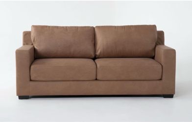 New Brown Leather Two-Seat Sleeper Sofa