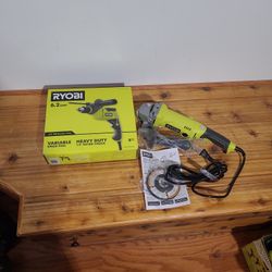 Ryobi Corded Electric 6.2amp 5/8" Hammer Drill, 7.5amp 4 1/2" Angle Grinder