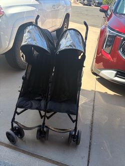 Double stroller with storage underneath