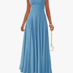 PRETTYGARDEN Womens Spring Dresses 2026 Casual Sleeveless Crewneck Aline Maxi Dress Stretch Tank Flowy Long Dresses Size L