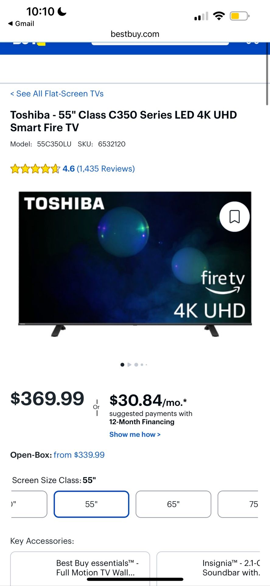 Toshiba 55” LED 4k UHD Smart TV