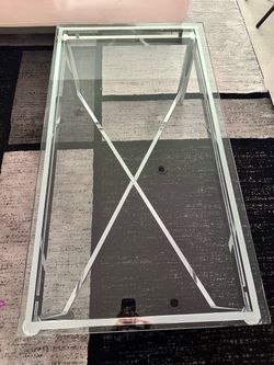 Glass Top Coffee Table with Chrome X-Base