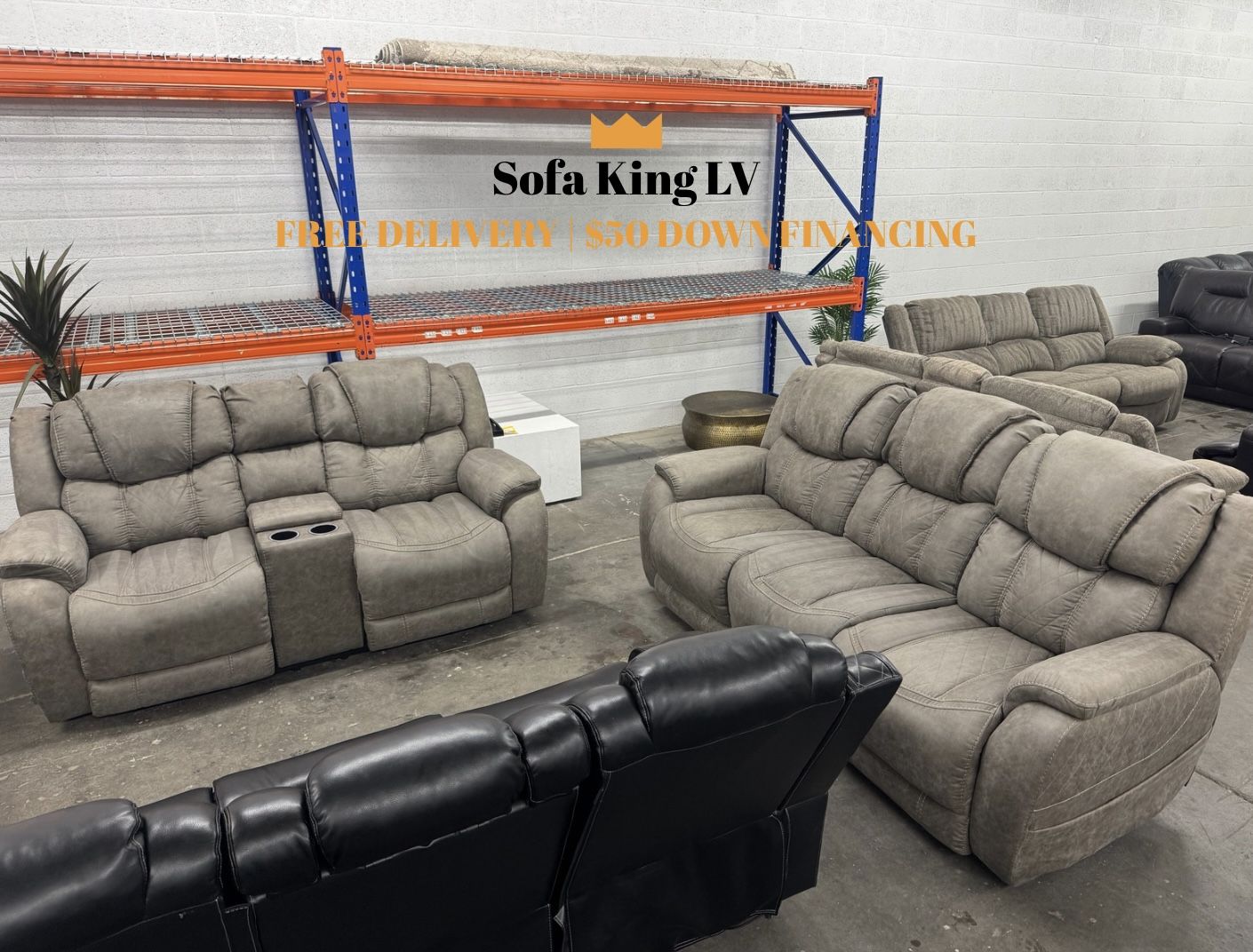 Free Delivery* Like New Light Gray Luxury Microfiber Sofa Set with Recliners!