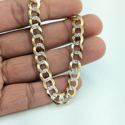 10kt Real Gold Solid Cuban Curb Diamond Cut Bracelet 8.5 mm 8 Inches 