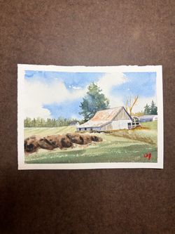 Barn- Auburn WA 5x7” original watercolor painting