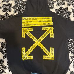Off White Fire Tape Hoodie Authentic medium