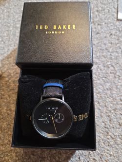 NWT Ted Baker London TE(contact info removed)2 Brad Black Leather Strap Watch $155~ GREAT GIFT