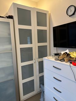IKEA white PAX / BERGSBO white/frosted glass shoe wardrobe  