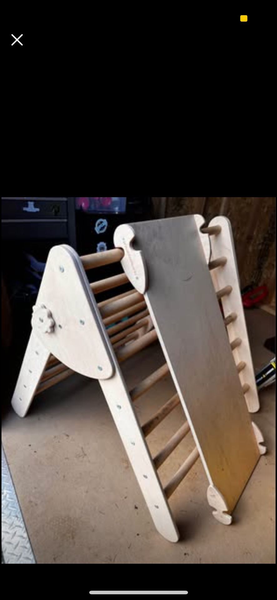 Wooden Pikler Triangle Climber with Slide/Ramp – Excellent Condition