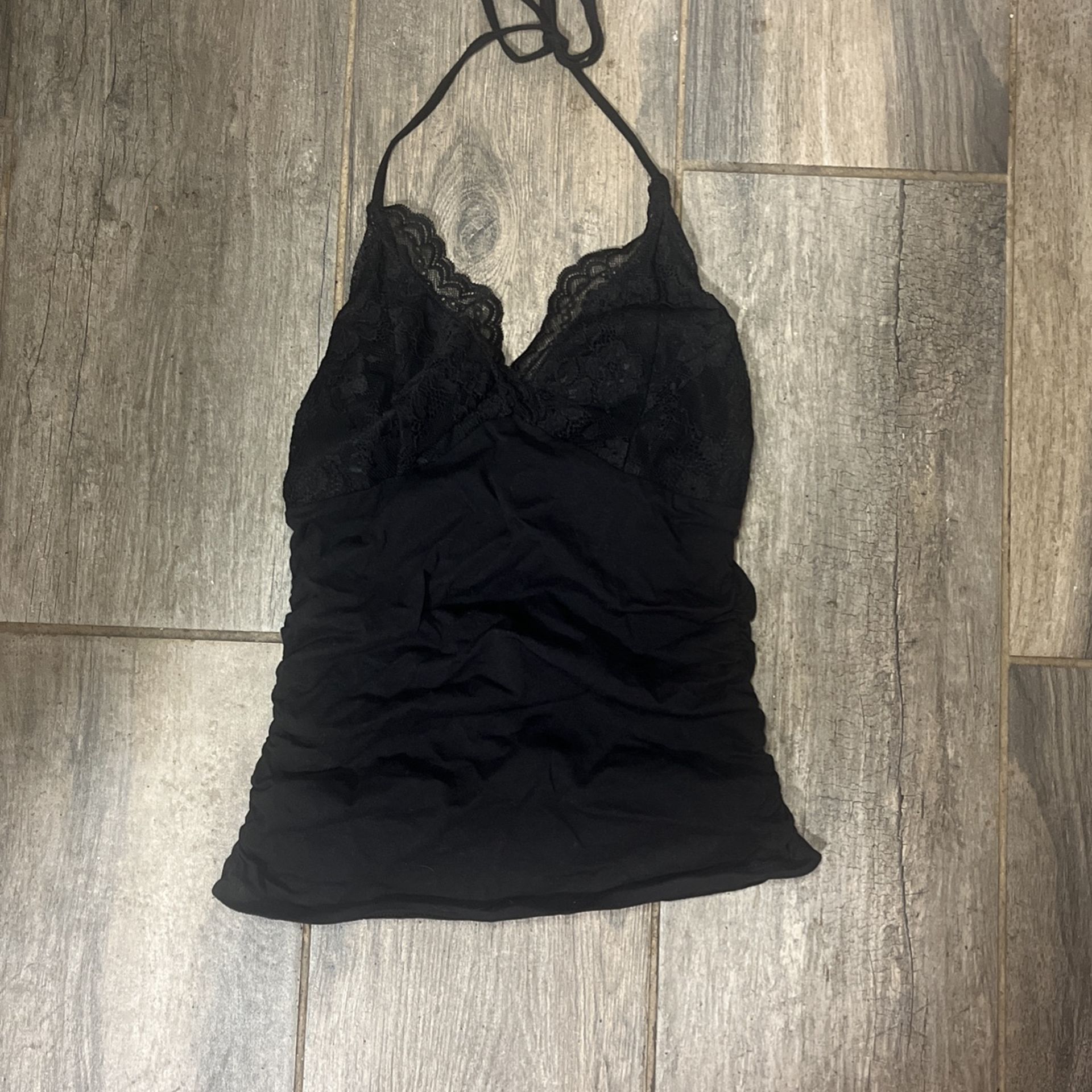 Black lace halter top size medium