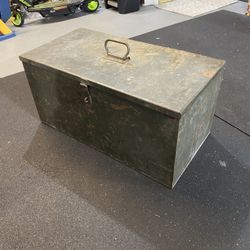 Vintage Military Steel Footlocker / Army Surplus Trunk