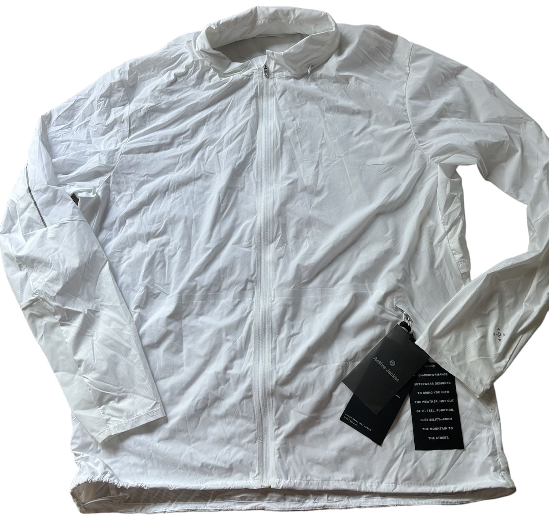 NWT LULULEMON Mens Active Jacket w Hood White Wind Breaker Water Repellent  XXL