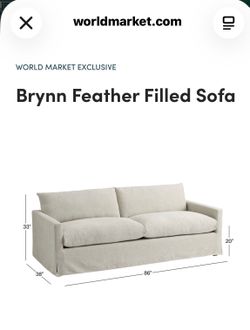 World Market Brynn Down Feather 86” cream colored sofa!