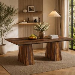 Dark Walnut Wood Dining Table