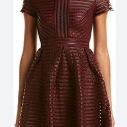 Romeo And Juliet Couture Burgundy Mesh Midi Dress