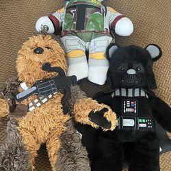 Build a Bear Star Wars Stormtrooper as Boba Fett, Darth Vader, and Chewbacca Plush Dolls