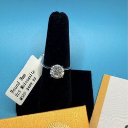 # 62- 2 Carat Round Moissanite Engagement Ring Size 7