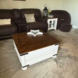 Farmhouse Coffee Table with Storage and 2 End tables