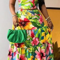 2pc Tropical Skirt set size XXL EQUALS SIZE 14 NWOT