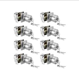Brushed Nickel Entry Interior Door Knob, Square Exterior Door Knobs, Satin Silver Exterior Key Door Knobs (8 Pack)