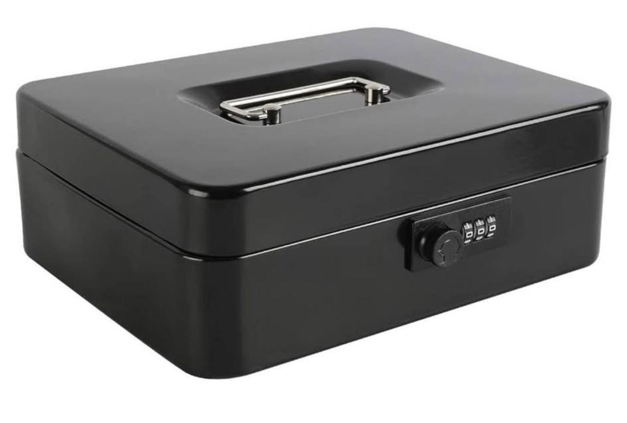Steel Cash Box Safe with Combination Lock,Money Safe Box with Removable Coin Tray