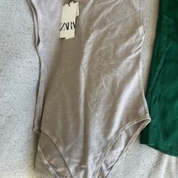 Zara Onsie Button Up Body Suit Tank Top Small
