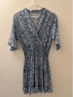 Floral print smocked waist dress