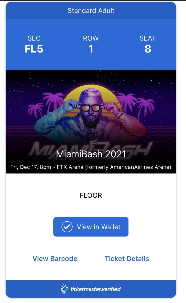 Miami Bash Floor Tickets 