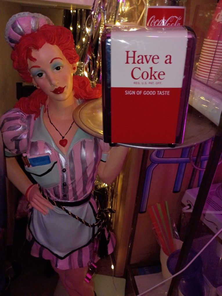RETRO DINER WAITRESS STATUE 35 INCHES TALL