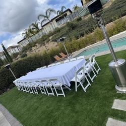 Tables chairs tent
