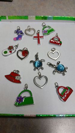 STAINLESS STEEL CHARMS PURSE, ZIPPER, BRACELET, KEY CHAINS $5 EACH