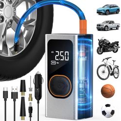 Tire Inflator Portable Air Compressor, 2X Faster Portable Air Compressor with 4000mAh Battery, 150PSI Cordless Air Pump for Car, Motorcycle, Bicycle a