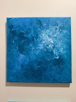 Blue Abstract Textured Canvas Painting