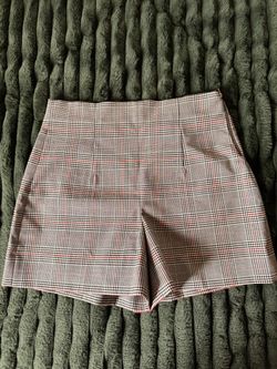 High-Waist Plaid Mini Shorts