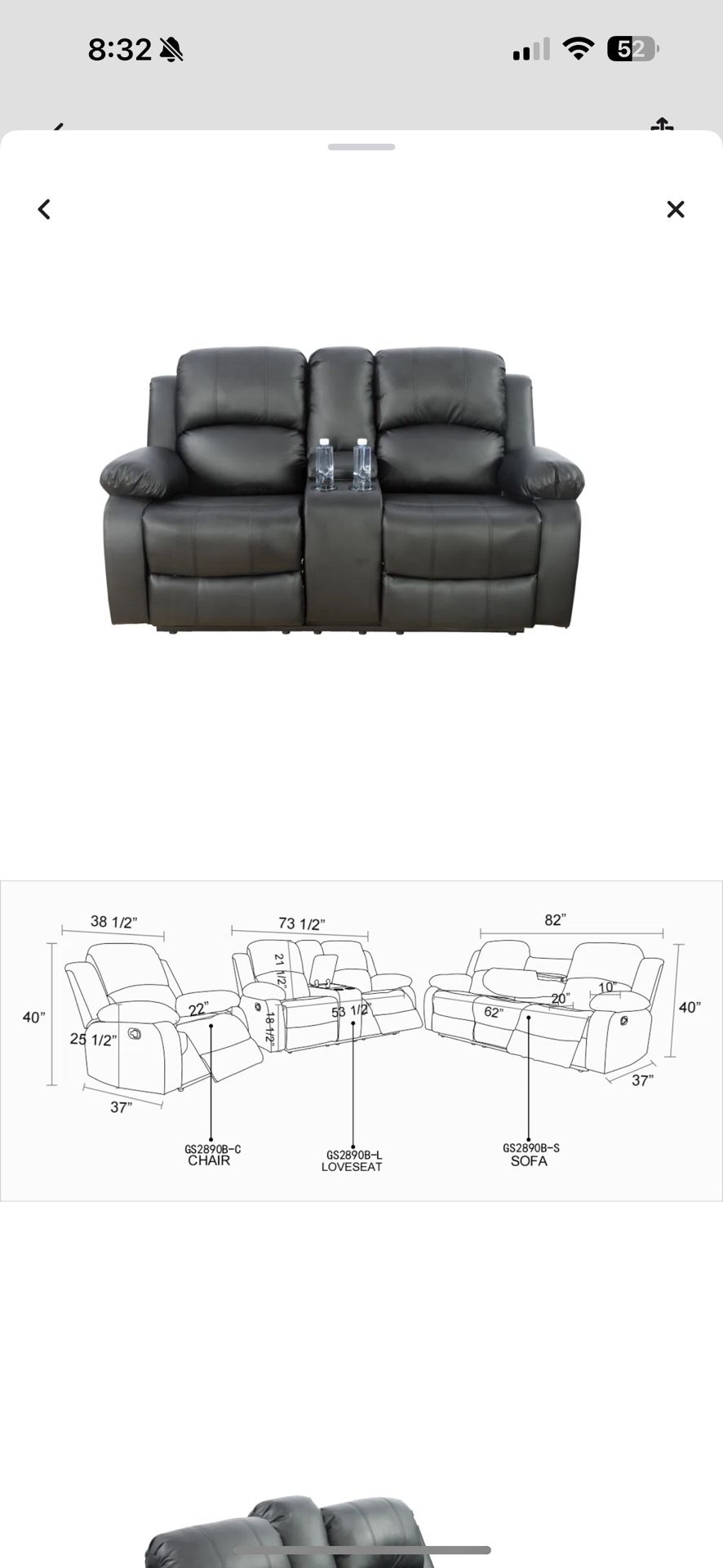 Couch Leather 2 Seater 