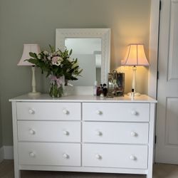Pottery Barn White 6-Drawer Dresser with Mirror