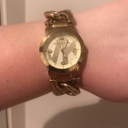 Women Michael Kors Watch Runaway MK3161 Gold Tone Steel Twist Chain Band With An Extra Link